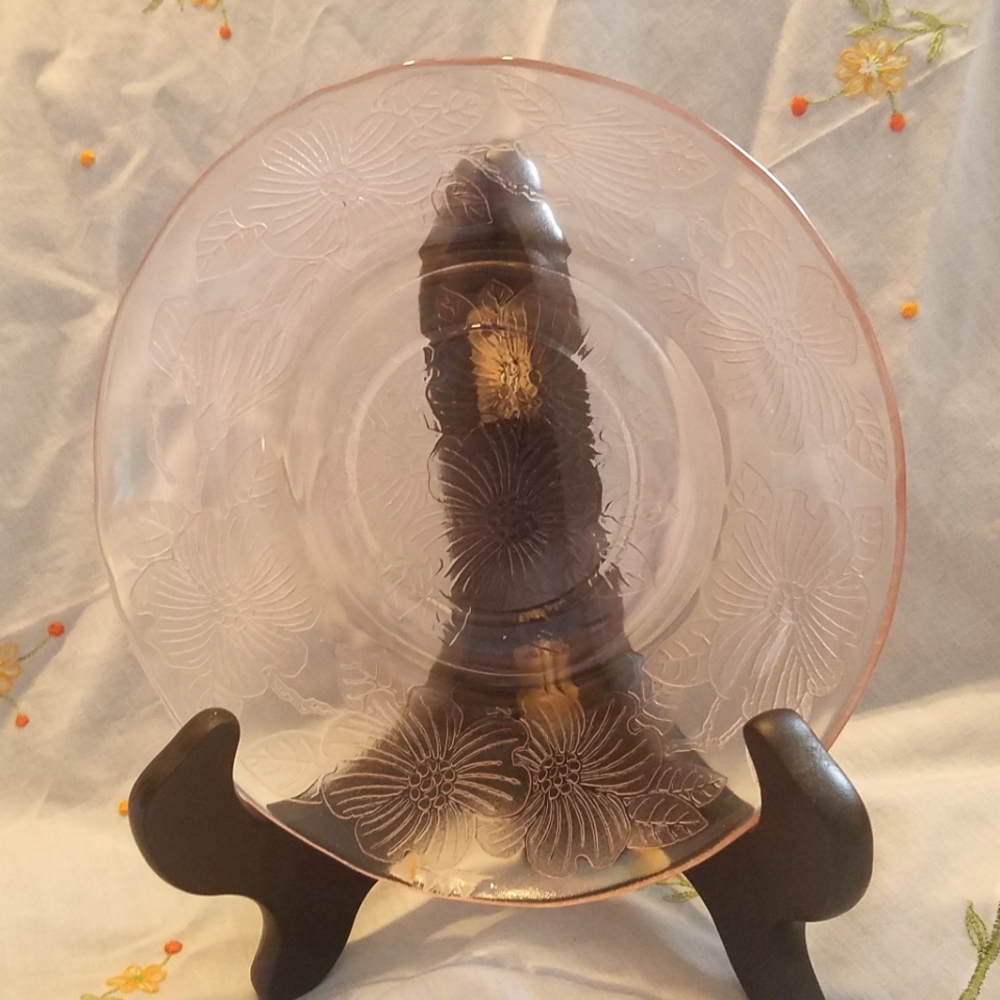 Macbeth-Evans Dogwood Pink Depression Glass Saucer 1930s